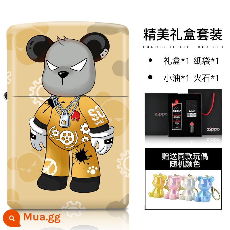 Zippo Light Qiku Bear Bear American Bản gốc nhập khẩu chính thức chính thức Zip để tặng quà cho con trai - Đồ chơi thời thượng Gấu-Vàng (Bộ hộp quà) Ngẫu nhiên tặng búp bê giống nhau