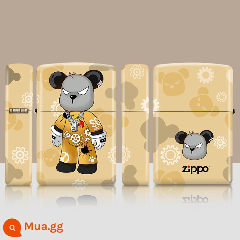 Zippo Light Qiku Bear Bear American Bản gốc nhập khẩu chính thức chính thức Zip để tặng quà cho con trai - Màu vàng gấu thời thượng (máy đơn không chứa dầu) sẽ được tặng kèm búp bê giống nhau làm quà tặng ngẫu nhiên