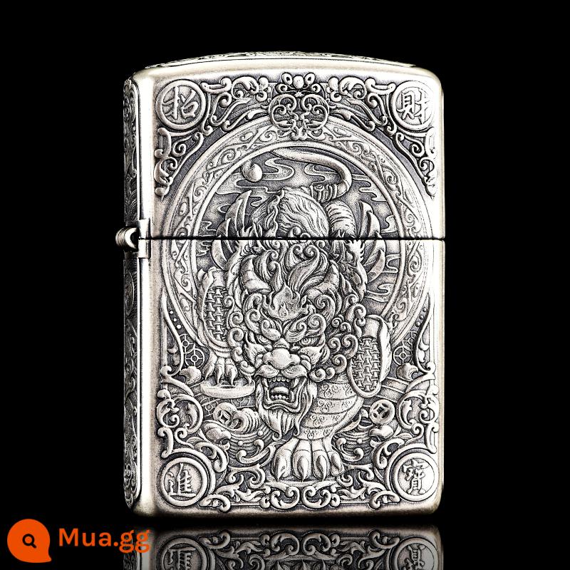 Zippo Chính Hãng Bật Lửa Armor 3D Bạc Tây Tạng Dập Nổi Tỳ Hưu Official Zippo Chính Hãng Cho Nam - Lucky Pixiu (máy đơn không chứa dầu)