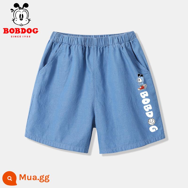 Bobbean Quần Bé Trai Cotton Mùa Hè 2023 Mới Cho Bé Denim Quần Short Thể Thao Trẻ Em Phần Mỏng Quần Áo Mùa Hè Nam - [Quần short cotton denim] Túi S màu xanh nhạt