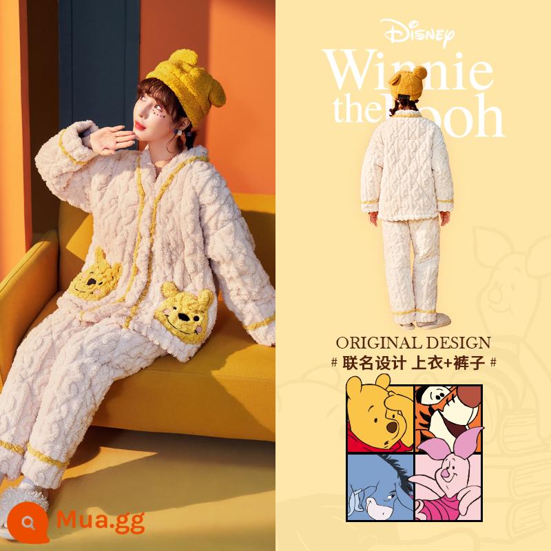 Cặp Đôi Disney Bộ Đồ Ngủ Nữ Thu Đông Nỉ San Hô 3 Lớp Cotton Phù Hợp Với Mùa Đông Plus nhung Dày Dặn Dịch Vụ Tại Nhà Nam - GD-88Q434 nữ