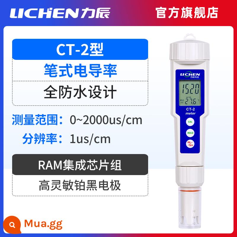 Công nghệ địa y chất lượng nước bút thử ph di động bể cá cá máy đo ph độ chính xác cao dụng cụ phát hiện giá trị pH - CT-2 độ dẫn điện + màn hình kép nhiệt độ 1us/cm