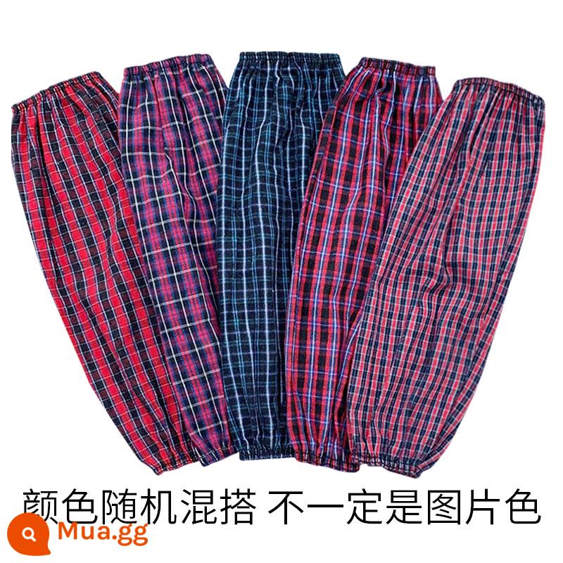 Kéo dài và mở rộng tay áo cotton nguyên chất kẻ sọc cotton dày dài làm việc tại nhà máy bảo hộ lao động tay áo nam nữ trưởng thành tay áo mùa thu và mùa đông - 3 đôi tay áo cotton pha sợi đôi