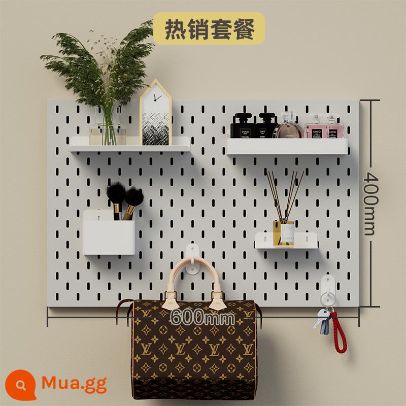 Tấm lỗ IKEA tùy chỉnh tủ lưu trữ dụng cụ kim loại lưu trữ phụ kiện tủ ăn đục lỗ tấm treo bằng thép không gỉ - Gói bán chạy (không bao gồm bảng đục lỗ)