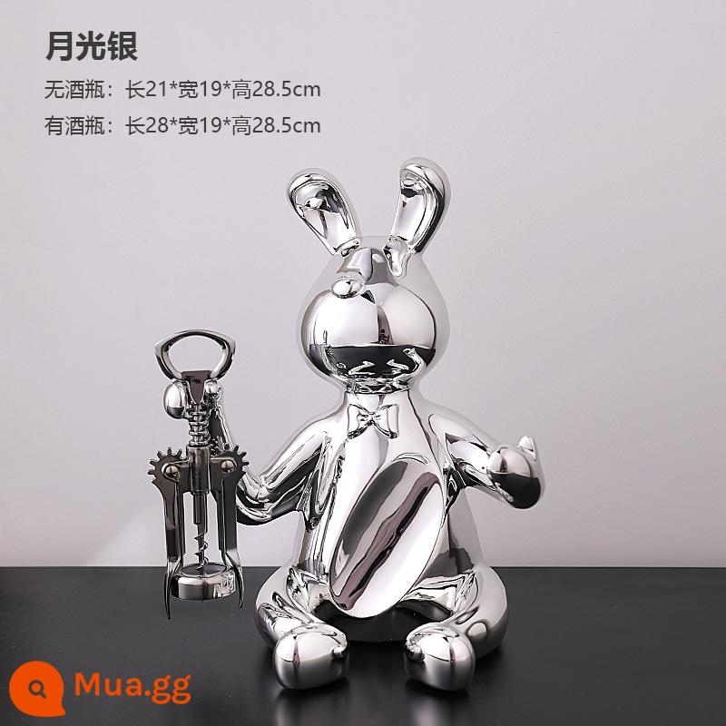 Rabbit Red Wine Rack Trang trí phòng khách Phong trào quà tặng mạ bạc Ánh sáng sang trọng tủ ăn rượu vang Rabbit Chuẩn trang trí - Giá để rượu hình thỏ mạ bạc - kèm dụng cụ mở nắp chai