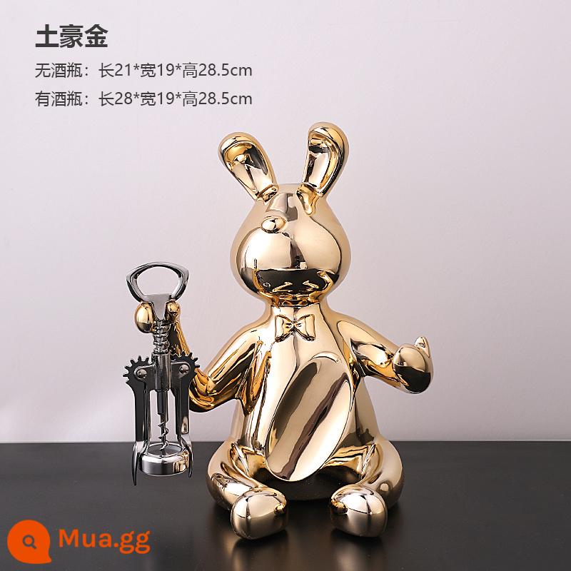 Rabbit Red Wine Rack Trang trí phòng khách Phong trào quà tặng mạ bạc Ánh sáng sang trọng tủ ăn rượu vang Rabbit Chuẩn trang trí - Giá để rượu thỏ mạ vàng-tặng kèm dụng cụ mở nắp chai