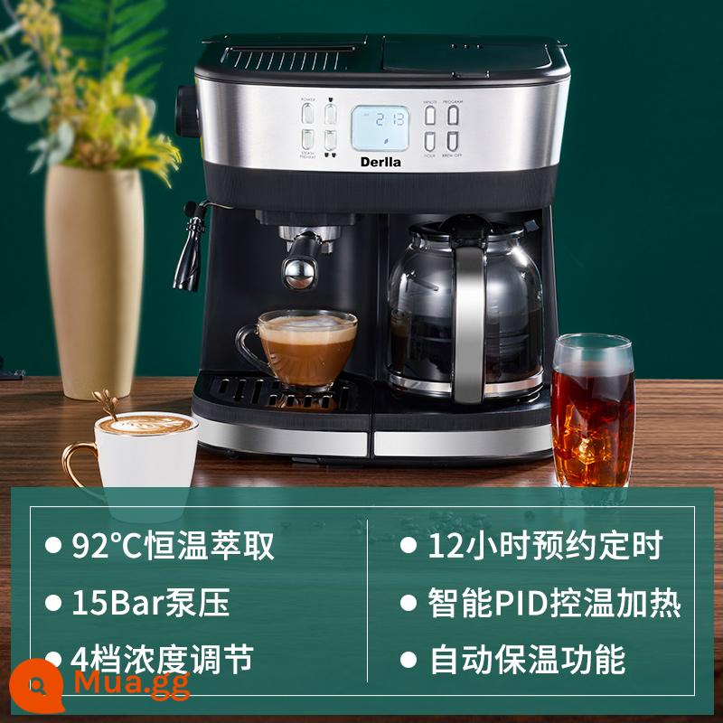 Máy pha cà phê espresso bán tự động đầy đủ của Đức Nhà Mỹ bọt sữa nhỏ một văn phòng mini thương mại - màu đen thanh lịch