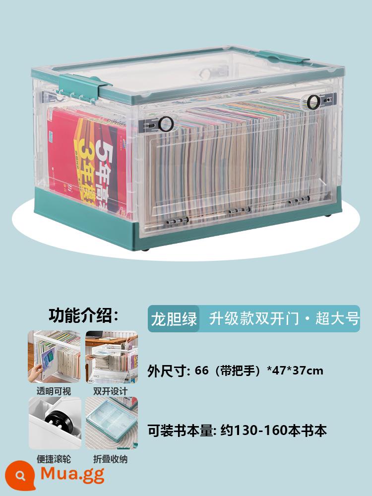 Book Storage Box Lớp học sử dụng cuốn sách -T -Sách lưu trữ hộp sách Book Book Storage Hộp lưu trữ nhà trong suốt tổ chức - [Trong suốt/Xanh Gentian/Cực lớn] Dài 66 Rộng 47 Cao 37cm