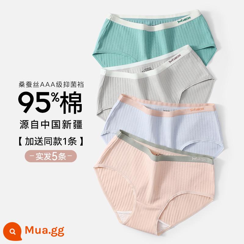 Quần Lót Catman Nữ Cotton Nguyên Chất Kháng Khuẩn Mùa Hè Mỏng Giữa Eo Liền Mạch Thoáng Khí Dễ Thương Quần Short Bé Gái Phong Cách Mới - Kiểu kháng khuẩn bằng lụa [Mua 4 tặng 1, có sẵn 5 miếng] Xanh đậm + Xanh xám nhạt + Xanh nước biển nhạt + Hồng da + Tặng 1 mảnh cùng kiểu