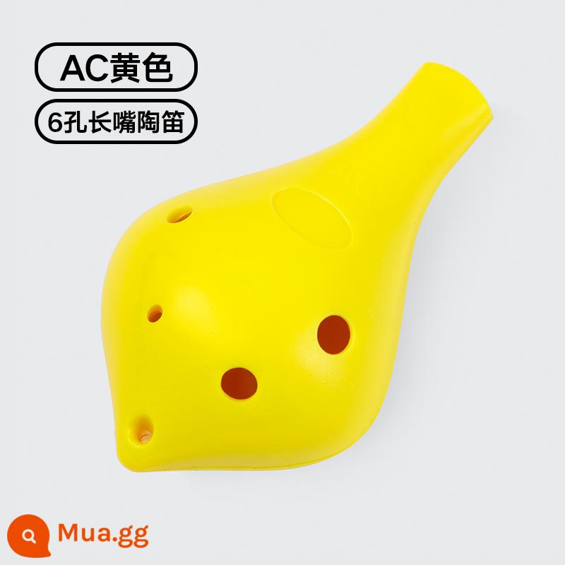 Nhựa Ocarina 6 lỗ alto AC mục mới bắt đầu trẻ em học sinh nhựa 6 lỗ C-Tune nhạc cụ chuyên nghiệp chơi Ocarina - [Miệng dài 6 lỗ màu vàng] Miễn phí dây buộc/biểu đồ ngón tay/khắc miễn phí