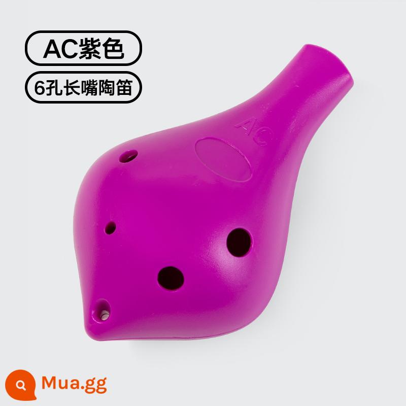 Nhựa Ocarina 6 lỗ alto AC mục mới bắt đầu trẻ em học sinh nhựa 6 lỗ C-Tune nhạc cụ chuyên nghiệp chơi Ocarina - [Miệng dài 6 lỗ màu đỏ hồng] Miễn phí dây buộc/biểu đồ ngón tay/khắc miễn phí