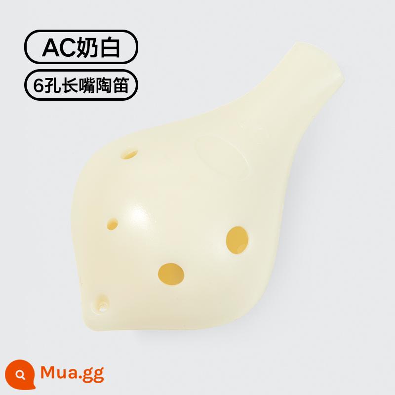 Nhựa Ocarina 6 lỗ alto AC mục mới bắt đầu trẻ em học sinh nhựa 6 lỗ C-Tune nhạc cụ chuyên nghiệp chơi Ocarina - [Miệng dài 6 lỗ màu trắng] Miễn phí dây buộc/biểu đồ ngón tay/khắc miễn phí