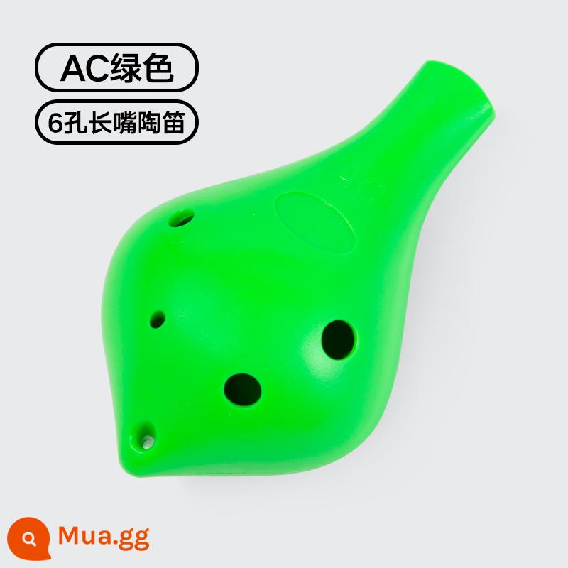 Nhựa Ocarina 6 lỗ alto AC mục mới bắt đầu trẻ em học sinh nhựa 6 lỗ C-Tune nhạc cụ chuyên nghiệp chơi Ocarina - [Miệng dài 6 lỗ màu xanh lá cây] Miễn phí dây buộc/biểu đồ ngón tay/khắc khắc miễn phí