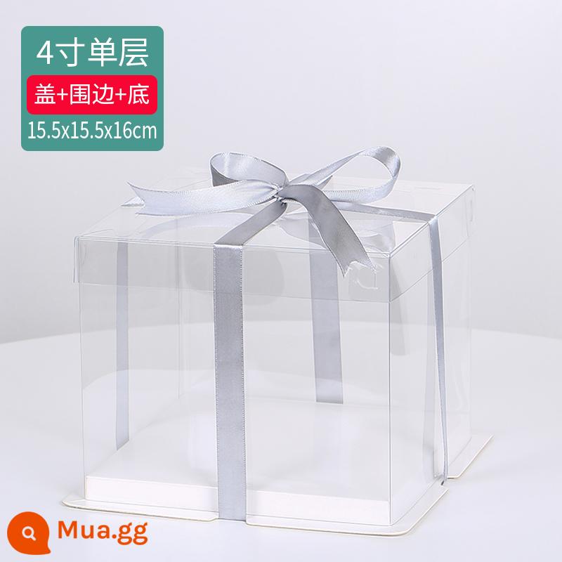 Hộp bánh sinh nhật hoàn toàn trong suốt bốn inch 4 inch 6 inch 8 inch 10 inch 12 inch hộp bao bì dùng một lần cao hai lớp - Lớp đơn 4 inch (có nắp) 15,5 * 15,5 * 16