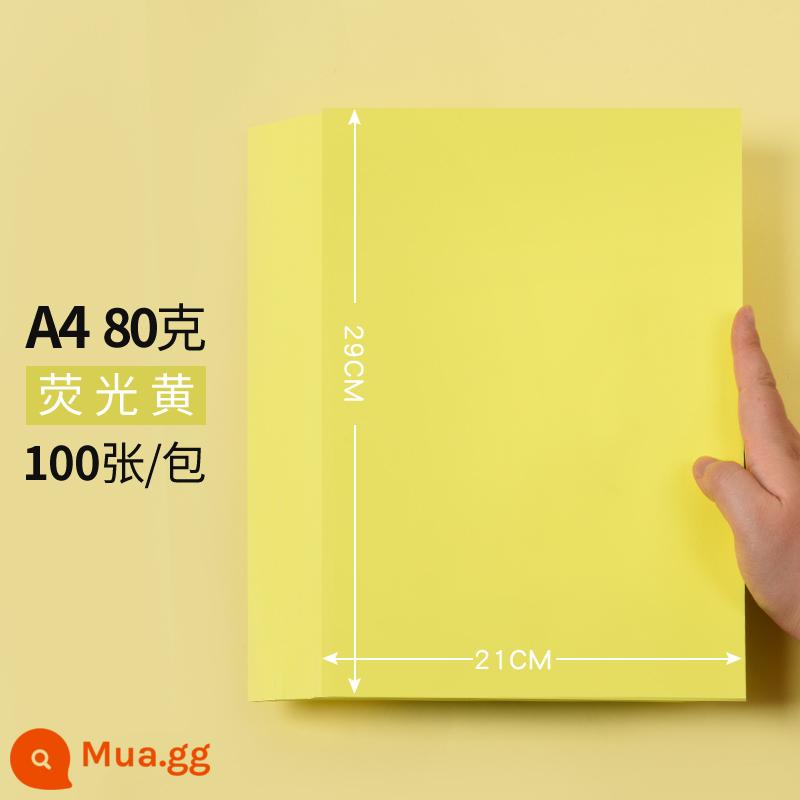 a4 giấy photocopy màu giấy thủ công giấy photocopy origami giấy đặc biệt cắt giấy mẫu giáo trẻ em giấy vuông hạc giấy màu - A4[80g Vàng Huỳnh Quang] 100 tờ