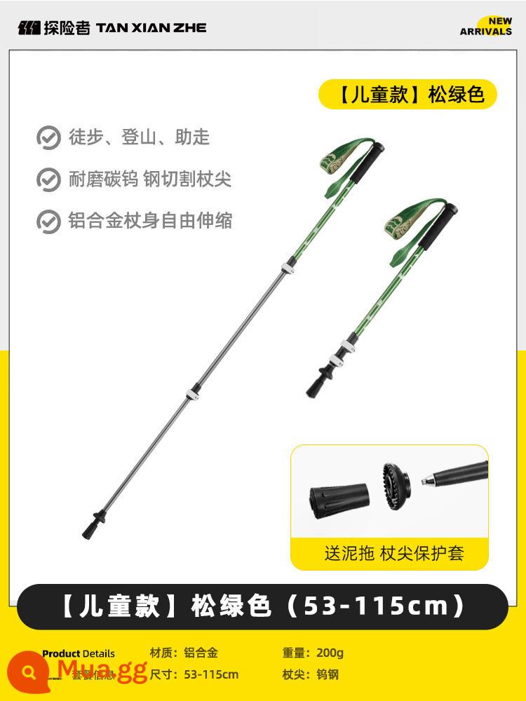 Nhà thám hiểm đi bộ cực ngoài trời carbon siêu nhẹ gấp nạng kính thiên văn chuyên nghiệp đi bộ đường dài thiết bị leo núi nạng - [Mẫu trẻ em] Xanh thông (53-115cm)