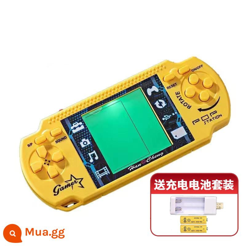 Máy chơi game Tetris có đèn nền màn hình lớn con rắn tham lam Retro 8090 ánh sáng hoài cổ đồ chơi trẻ em cầm tay - Phiên bản màn hình lớn đèn nền nâng cấp (màu vàng) đi kèm pin sạc