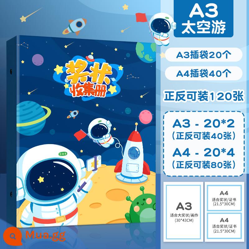Sách sưu tập giải thưởng a4 bé trai và bé gái đặt giấy chứng nhận danh dự lưu trữ hoàn thiện hiện vật học sinh tiểu học trẻ em mẫu giáo công trình vẽ tranh giá trị cao a3 thư mục album ảnh album ảnh túi tập sách - [Lớn A3+A4] Du hành vũ trụ/120 tờ