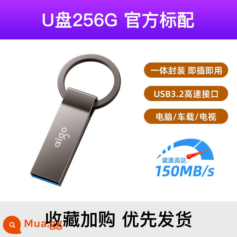 Ổ đĩa flash yêu nước 128g dung lượng lớn USB3.2 tốc độ cao trên ô tô ổ đĩa flash tùy chỉnh điện thoại di động máy tính ổ đĩa flash USB sử dụng kép đích thực - Vòng treo kim loại 256G [150M]