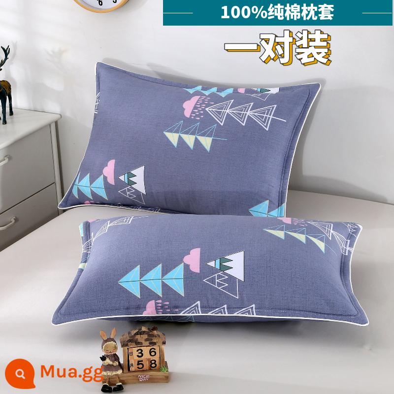 Vỏ gối 100% cotton 48x74cm hộ gia đình kích thước lớn 40x60 ký túc xá sinh viên một cặp vỏ gối cotton nguyên chất - Tiệc Giáng sinh [gói cặp]