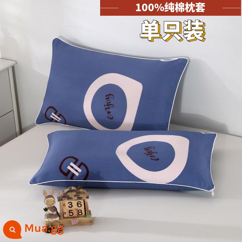 Vỏ gối 100% cotton 48x74cm hộ gia đình kích thước lớn 40x60 ký túc xá sinh viên một cặp vỏ gối cotton nguyên chất - Màu xanh hoàng gia từng chút một [gói đơn]