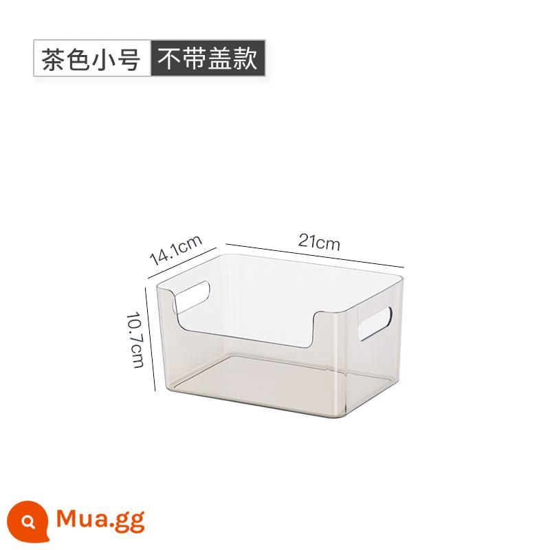 Máy Tính Để Bàn Hộp Bảo Quản Mặt Nạ Mỹ Phẩm Snack Giỏ Hoàn Thiện Hộp Acrylic Hộp Trong Suốt Hộ Gia Đình Linh Tinh Hộp Bảo Quản - Kích thước nhỏ màu nâu (không có nắp)