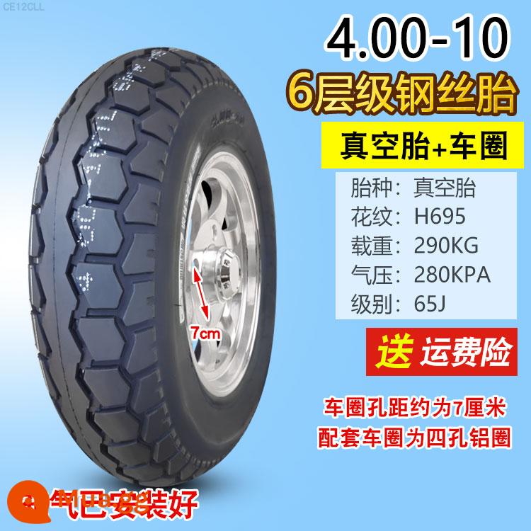 Chaoyang Tyre 4.00/4.50-10 xe điện 4 bánh xe tay ga dành cho người lớn 400/450-10 lốp ngoài không săm lốp - 4.00-10 Chaoyang H695 6 lớp [được cài đặt với các vòng thông thường]