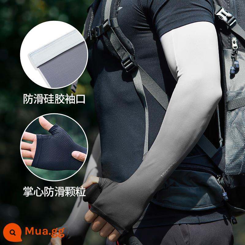 Hengyuanxiang Tay áo chống nắng Tay áo băng nam Gradient Tấm che nắng Chống tia cực tím XL Armguard Tay áo Ice Silk Tay áo - Chuyển màu đen trắng [kiểu ngón tay]