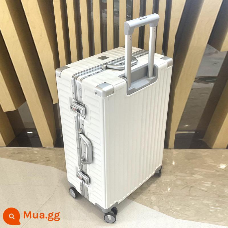 Vali xe đẩy 24 inch vali khung nhôm nam tùy chỉnh Vali mật khẩu 20 nữ 26 inch logo tùy chỉnh - Phiên bản thời trang cao cấp màu trắng