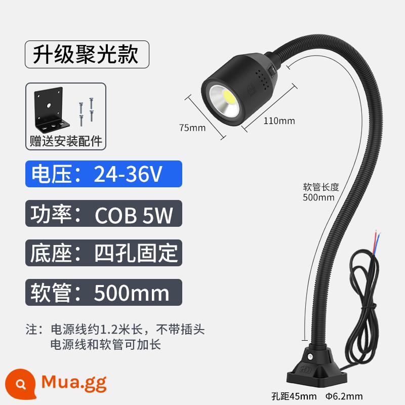 Đèn Led Máy Công Cụ Ánh Sáng Làm Việc 24V Bấm Máy Phay Chiếu Sáng Bảo Trì 36V Từ Tính Mạnh Cổ Ngỗng Vòi 220V Tiện Ánh Sáng - Vít cố định phiên bản nâng cấp 5w24v500mm