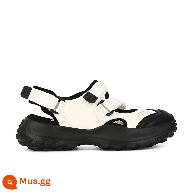 [sheii苏银银]Dễ thương ~ Giày sandal Mary Jane đế dày kết hợp màu Velcro thường ngày dành cho nữ - Điểm đen trắng