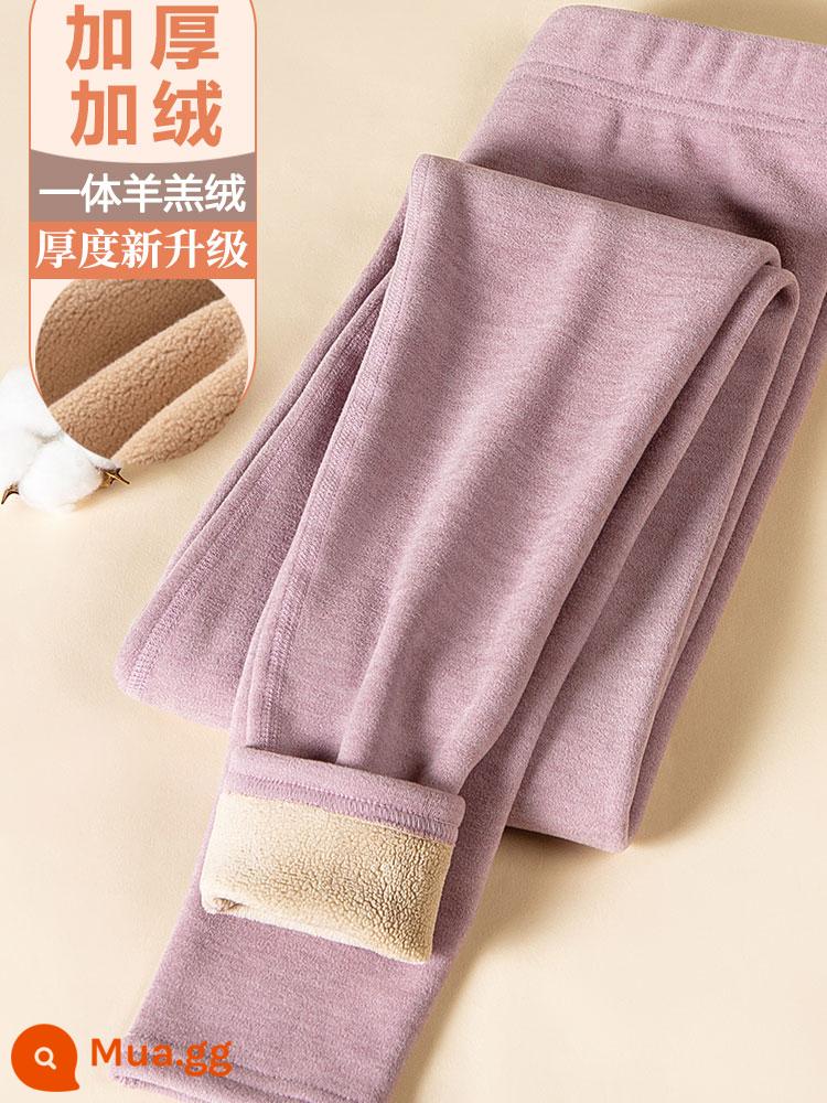 De Velvet No Trace Quần vệ sinh ấm Quần eo cao cho nữ Mặc bên trong dày Plus Cashmere Sherpa Màu tinh khiết Quần bên trong cỡ lớn mùa đông - Lilac (lông cừu dày)