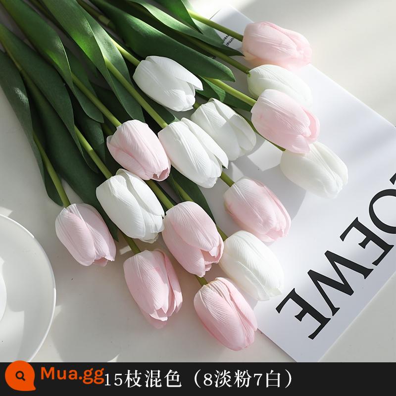 Mô Phỏng Bó Hoa Cảm Thấy Dưỡng Ẩm Tulip Cắm Hoa Cao Cấp Phòng Khách Trang Trí Bánh Cắm Hoa Giả Hoa Khô Màu Hồng - Màu vàng tươi 15 màu hỗn hợp [kiểu E]