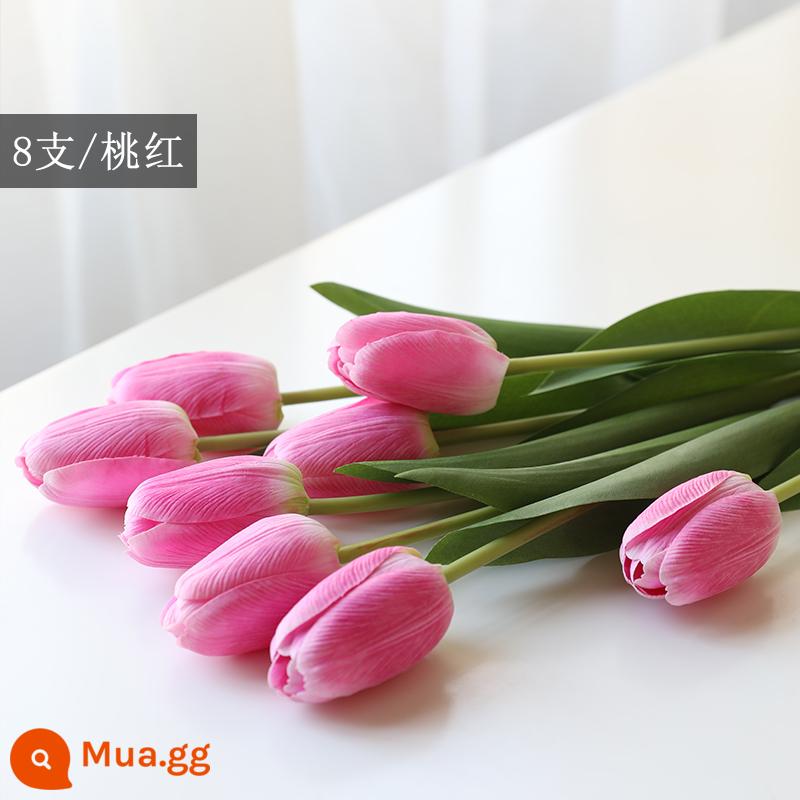 Mô Phỏng Bó Hoa Cảm Thấy Dưỡng Ẩm Tulip Cắm Hoa Cao Cấp Phòng Khách Trang Trí Bánh Cắm Hoa Giả Hoa Khô Màu Hồng - Hồng 8 múi [Ẩm]