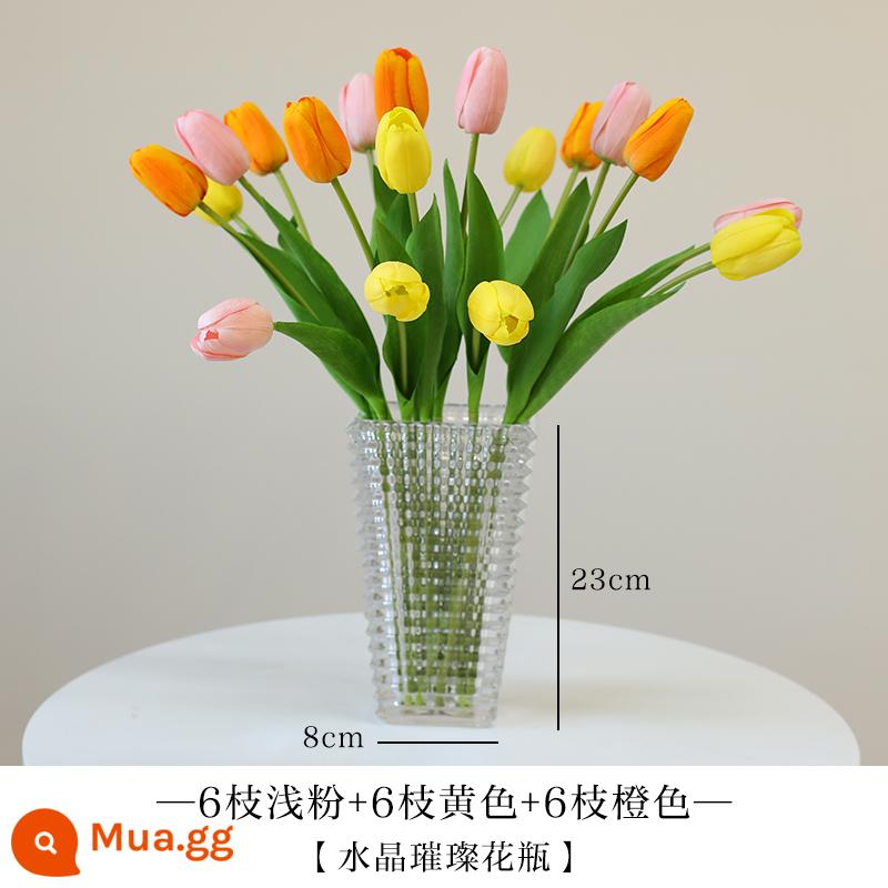 Mô Phỏng Bó Hoa Cảm Thấy Dưỡng Ẩm Tulip Cắm Hoa Cao Cấp Phòng Khách Trang Trí Bánh Cắm Hoa Giả Hoa Khô Màu Hồng - Chi tiết bộ đồ màu đen xem hình ảnh