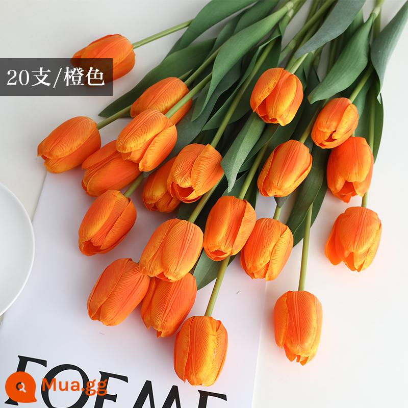 Mô Phỏng Bó Hoa Cảm Thấy Dưỡng Ẩm Tulip Cắm Hoa Cao Cấp Phòng Khách Trang Trí Bánh Cắm Hoa Giả Hoa Khô Màu Hồng - Màu xanh [20 cành cam]