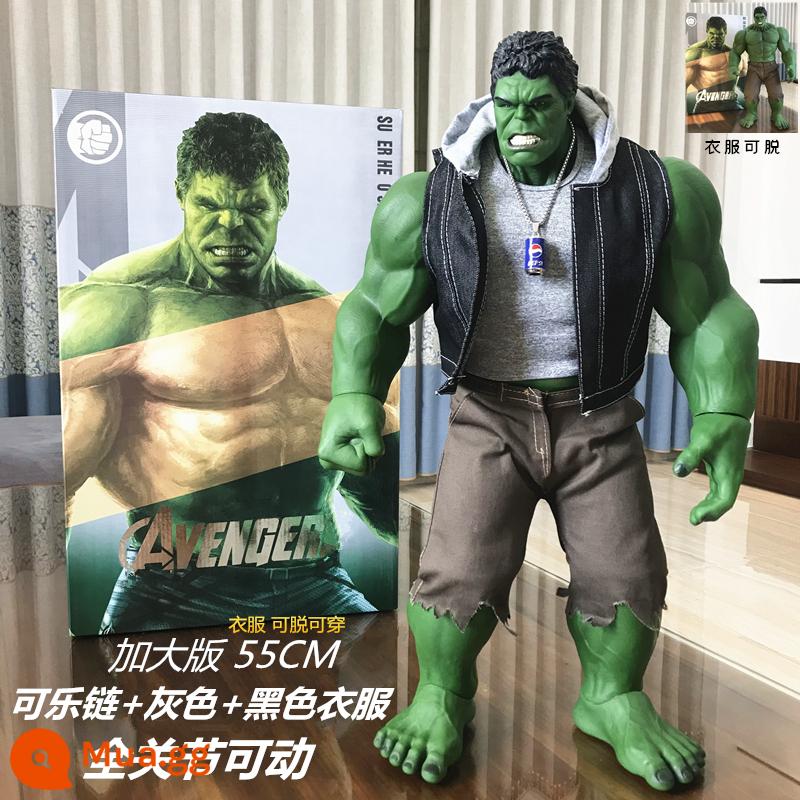 Lớn Hulk Hulk Hulk Avengers Mô Hình Chung Di Động Mô Hình Anime Búp Bê Vật Trang Trí Đồ Chơi - Hulk 55cm + trọn bộ quần áo đen + dây chuyền cocacola