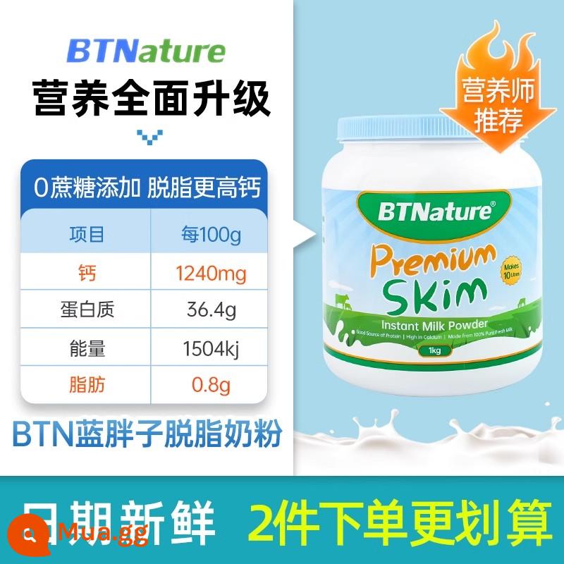 Màu Xanh Sữa Bột Béo Không Đường Không Đường Canxi Cao Phụ Nữ Mang Thai Phụ Nữ Người Lớn Người Trung Niên Và Người Cao Tuổi Trang Web Chính Thức Chính Thức Của BTN Cửa Hàng Flagship - [BTN Blue Fatty Skim 1kg] Giảm 98% lượng mỡ được chuyên gia dinh dưỡng khuyên dùng