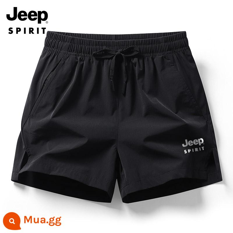 JEEP nam thể thao quần lọt khe nữ băng lụa thun 3 điểm quần nhanh khô quần short tập luyện thể dục - đen