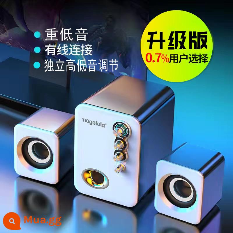 Q8 âm thanh máy tính có dây máy tính để bàn máy tính xách tay điện thoại di động bluetooth mini loa gia đình loa siêu trầm siêu nặng - Loa siêu trầm màu trắng [phiên bản nâng cấp] + có dây