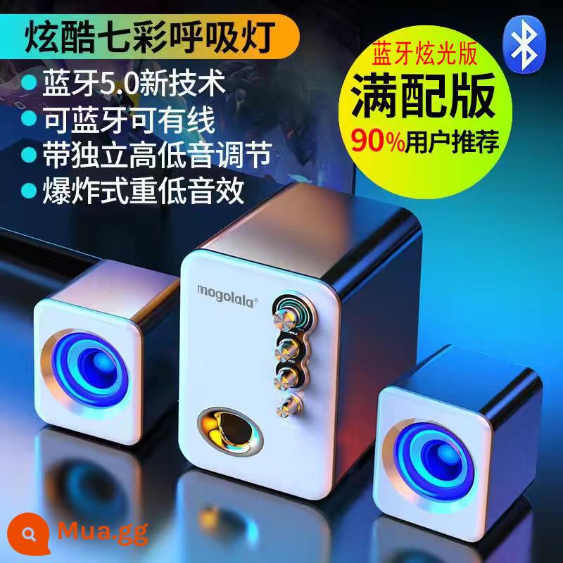 Q8 âm thanh máy tính có dây máy tính để bàn máy tính xách tay điện thoại di động bluetooth mini loa gia đình loa siêu trầm siêu nặng - Trắng [phiên bản hàng đầu] âm trầm mạnh mẽ + đèn nhiều màu sắc + có dây + Bluetooth