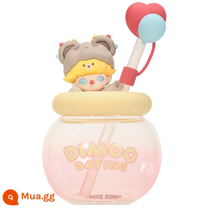 POPMART Bubble Mart DIMOO Ngày hẹn hò Chuỗi ống hút Cốc hoạt hình dễ thương Cốc nước thủy tinh Bán trước - Chuỗi ngày DIMOO-Sippy Cup