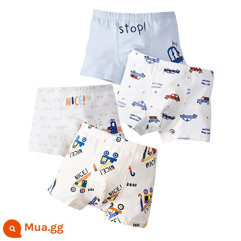 Six Finger Rat Quần lót cotton bé trai Quần lót cotton trẻ em Boxer Bé trai Bé trai Bé trai Bao đáy vuông Quần short mùa xuân và mùa thu - Ô tô + Kỹ sư nhí