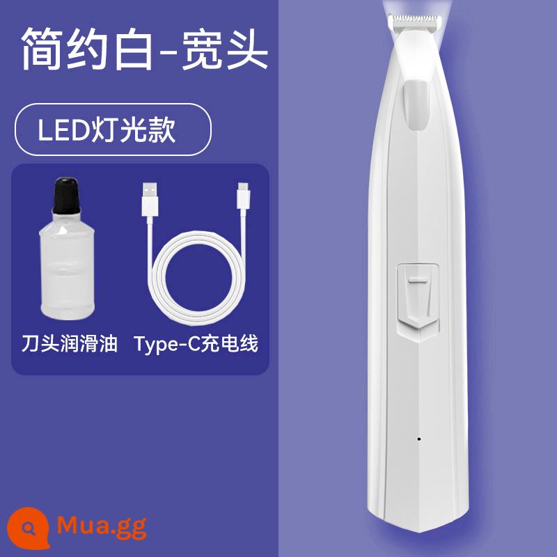 Máy Cạo Lông Chân Cho Thú Cưng Chó Mèo Máy Cạo Râu Đặc Biệt Fader Electric Clipper Electric Câm Cat Claw Móng Chân Hiện Vật - [Đầu rộng kiểu sạc LED] Màu trắng đơn giản