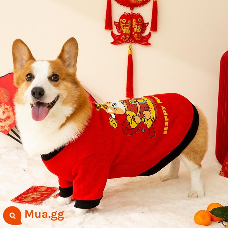 Năm mới Wangwang chó corgi quần áo đặc biệt mùa đông chó cỡ trung bình Pháp chó Shiba chó lông cừu mùa đông thú cưng mùa đông - áo may mắn