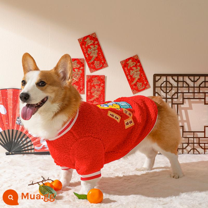 Năm mới Wangwang chó corgi quần áo đặc biệt mùa đông chó cỡ trung bình Pháp chó Shiba chó lông cừu mùa đông thú cưng mùa đông - áo khoác lông cừu may mắn