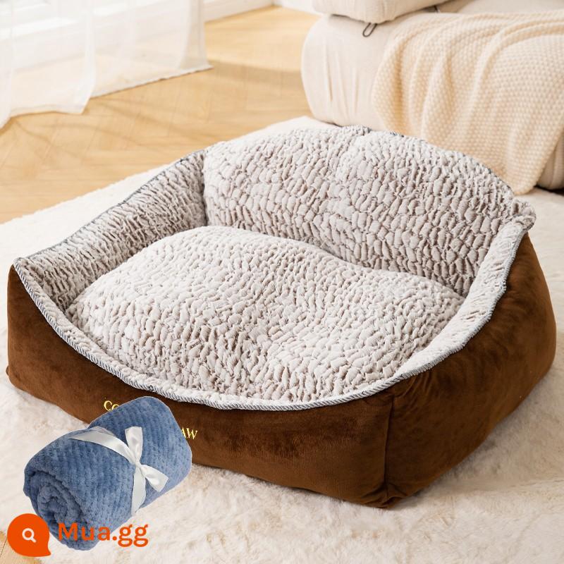 Chó Cũi Mùa Đông Ấm Giường Cho Chó Chó Lớn Có Thể Giặt Được Mùa Đông Thú Cưng Ghế Sofa Tất Cả Các Mùa Đa Năng Hưu Vàng Chó thảm - Tổ tựa lưng nhung - màu cà phê (có chăn dày)