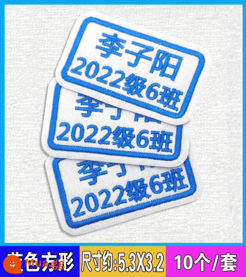 Tên mẫu giáo Thêu thêu trẻ em nhãn dán có thể khâu lớp học tiểu học Tên lớp học Thêu thêu - 10 ô vuông màu xanh [tên ghi chú]