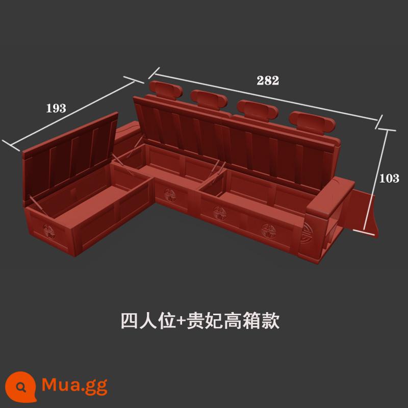 Ghế sofa gỗ hiện đại ngăn kéo ghế dài phòng khách phong cách Trung Quốc mới góc lưu trữ gỗ sồi đồ nội thất lưu trữ sử dụng kép mùa đông và mùa hè - Bốn chỗ + phi tần (hộp cao)