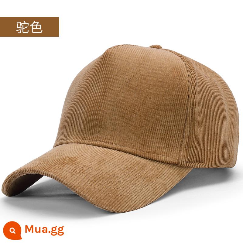 Nón nam mùa đông mới cotton nhung ấm Plus kích thước đạt đỉnh triều Plus nhung lớn chu vi vòng đầu nam mũ bóng chày thường ngày - [Vải nhung trần cao] Camel